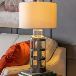 New Kirklands Home Galvanized Metal Glass Jug Table Lamp White
