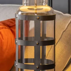 New Kirklands Home Galvanized Metal Glass Jug Table Lamp White
