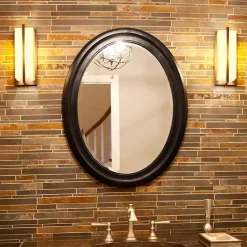 Discount Kirklands Home George Ridged Oval Wall Mirror Black