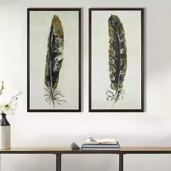 Kirklands Home Gilded Feathers Canvas Art Prints, Set of 2