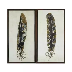 Kirklands Home Gilded Feathers Canvas Art Prints, Set of 2