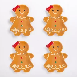 Kirklands Home Gingerbread Girl Appetizer Plates, Set of 4 Brown