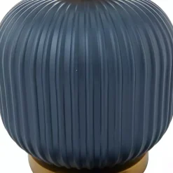 Kirklands Home Glass Base Round Velvet Shade Table Lamp Blue
