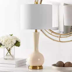 New Kirklands Home Glazed Glass Teardrop Table Lamp Ivory