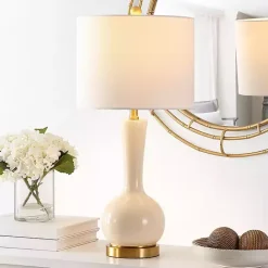 New Kirklands Home Glazed Glass Teardrop Table Lamp Ivory