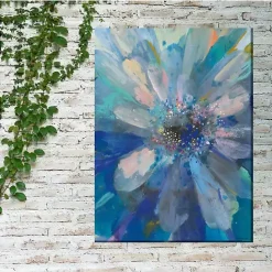 Online Kirklands Home Glittery Flower Outdoor Canvas Art Print Blue
