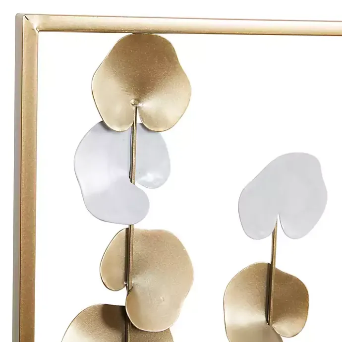 Hot Kirklands Home Glossy Gold Leaves Framed Wall Plaque