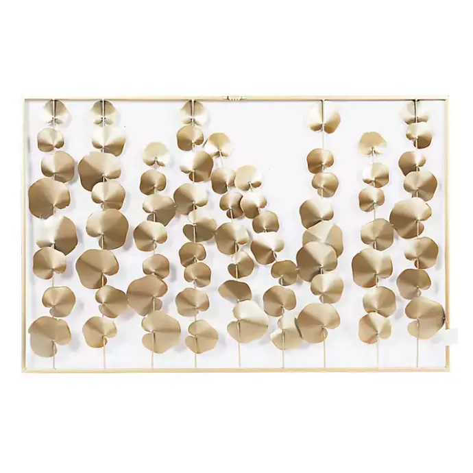 Hot Kirklands Home Glossy Gold Leaves Framed Wall Plaque