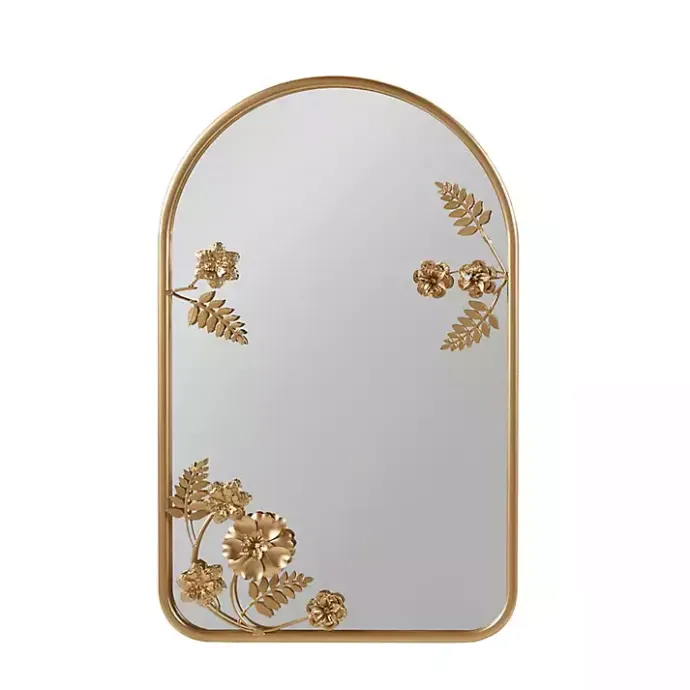 Kirklands Home Gold Adaline Floral Arched Wall Mirror