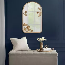 Kirklands Home Gold Adaline Floral Arched Wall Mirror