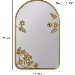 Kirklands Home Gold Adaline Floral Arched Wall Mirror
