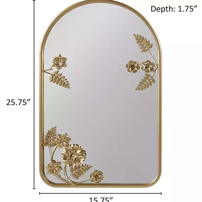 Kirklands Home Gold Adaline Floral Arched Wall Mirror