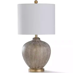 Kirklands Home Gold and Aged Ivory Gourd Table Lamp White