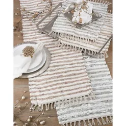 New Kirklands Home and Leather Woven Placemats, Set of 4 Gold