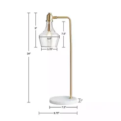 Kirklands Home Gold and Marble Table Lamp with Glass Bell Shade Clear