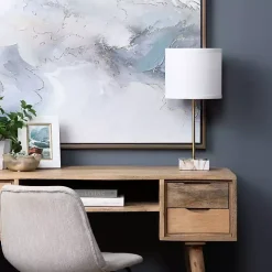 Online Kirklands Home Gold and Marble USB Charging Table Lamp White