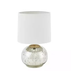 Outlet Kirklands Home Gold and Silver Mercury Glass Table Lamp White