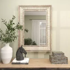 Kirklands Home Gold and White Washed Carved Frame Mirror