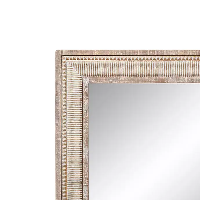 Kirklands Home Gold and White Washed Carved Frame Mirror