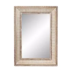 Kirklands Home Gold and White Washed Carved Frame Mirror