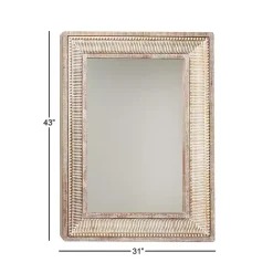 Kirklands Home Gold and White Washed Carved Frame Mirror