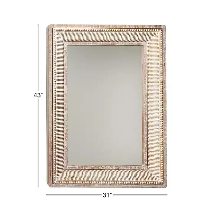 Kirklands Home Gold and White Washed Carved Frame Mirror