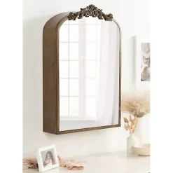 Kirklands Home Gold Arendahl Arched Mirror Jewelry Cabinet