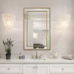 Kirklands Home Beaded Double Frame Beveled Wall Mirror Gold