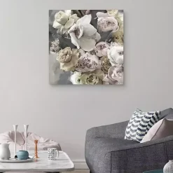 Kirklands Home Gold Blushing Blooms Canvas Art Print