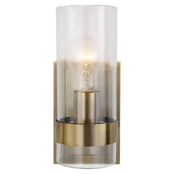 Online Kirklands Home Gold Cylinder Glass Shade Wall Sconce