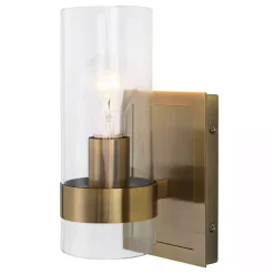 Online Kirklands Home Gold Cylinder Glass Shade Wall Sconce