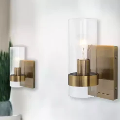 Online Kirklands Home Gold Cylinder Glass Shade Wall Sconce