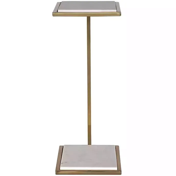Hot Kirklands Home Gold Elevated Marble Accent Table White