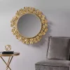 Discount Kirklands Home Gold Foil Leaf Framed Round Wall Mirror