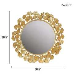 Discount Kirklands Home Gold Foil Leaf Framed Round Wall Mirror