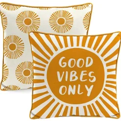 Online Kirklands Home Gold Good Vibes Only Sunny Outdoor Pillow