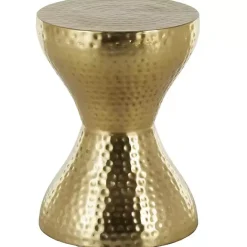 New Kirklands Home Hammered Hourglass Accent Table Gold