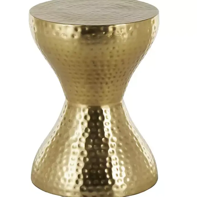 New Kirklands Home Hammered Hourglass Accent Table Gold