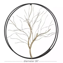 Online Kirklands Home Gold Iron Leaf-Less Tree Round Frame Wall Plaque Black