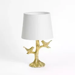 Online Kirklands Home Gold Leaf Birds Table Lamp White