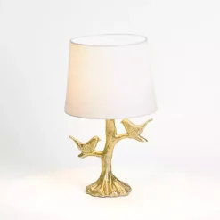 Online Kirklands Home Gold Leaf Birds Table Lamp White