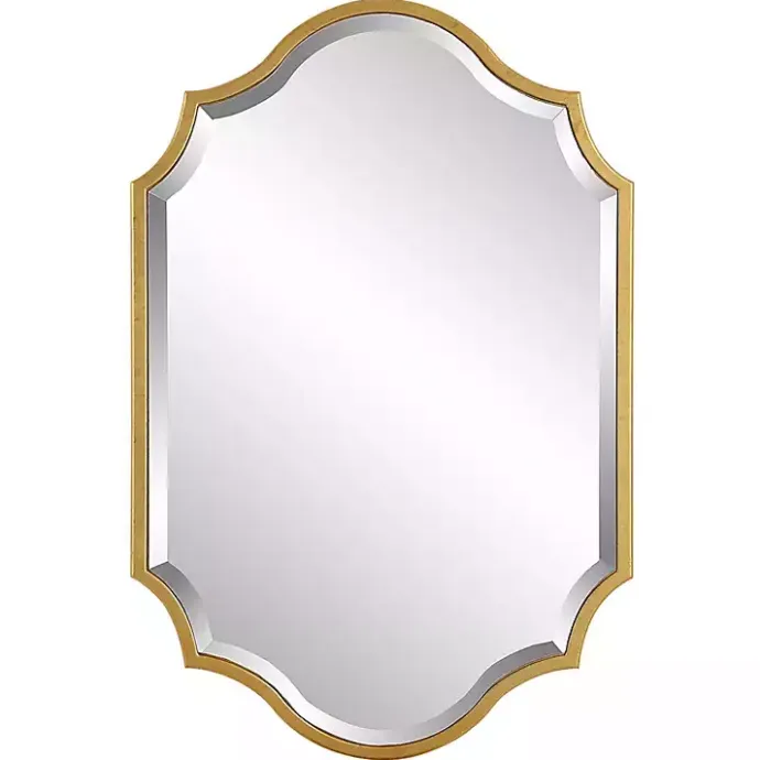 Kirklands Home Gold Leaf Curved Metal Wall Mirror