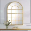Discount Kirklands Home Gold Leaf Metal Windowpane Arch Frame Mirror
