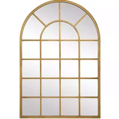 Discount Kirklands Home Gold Leaf Metal Windowpane Arch Frame Mirror