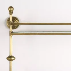 Discount Kirklands Home Gold Metal & Textured Glass 2-Tier Wall Shelf