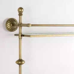 Discount Kirklands Home Gold Metal & Textured Glass 2-Tier Wall Shelf