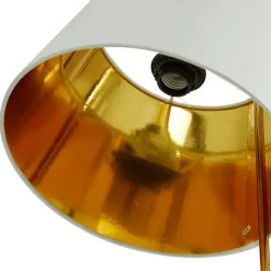 Kirklands Home Gold Metal and Faux Silk Shade Table Lamp White