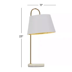 Kirklands Home Gold Metal and Faux Silk Shade Table Lamp White