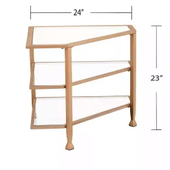Hot Kirklands Home Metal and Glass Corner TV Stand Gold