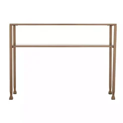 Discount Kirklands Home Metal and Tempered Glass Console Table Gold